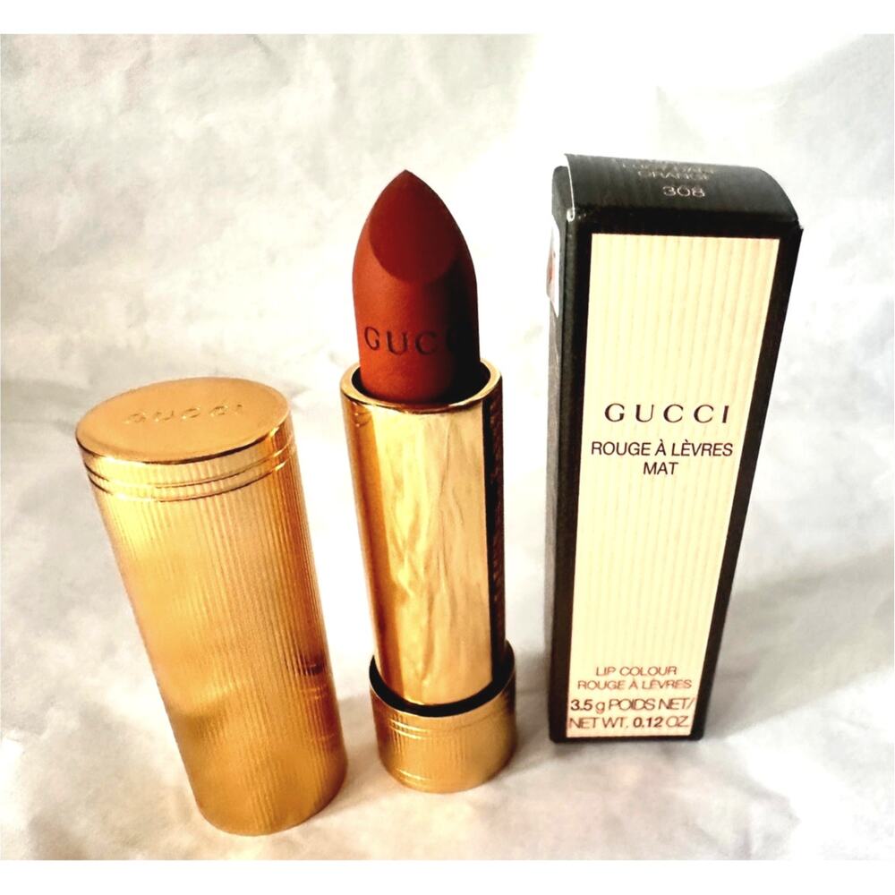 Gucci Rouge À Lèvres Mat Lipstick 303 Lucy Dark Orange NIB
